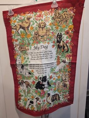 My Dog Decorative Pet Themed Cotton Tea Towel Nwot